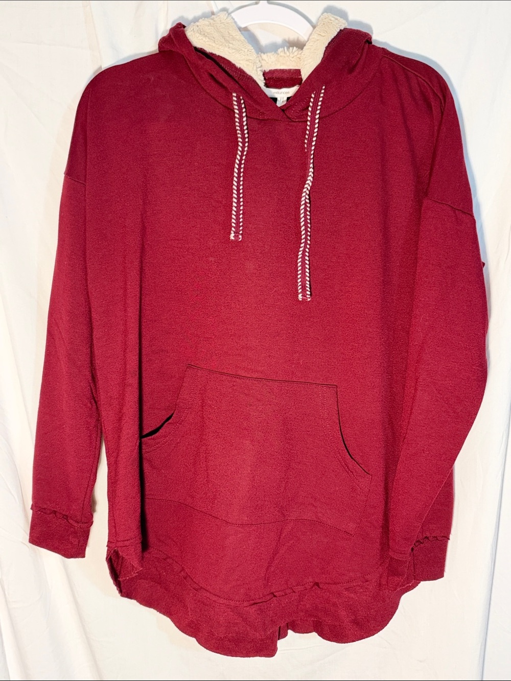 Maurices Burgundy Hooded Sherpa-Lined Pullover